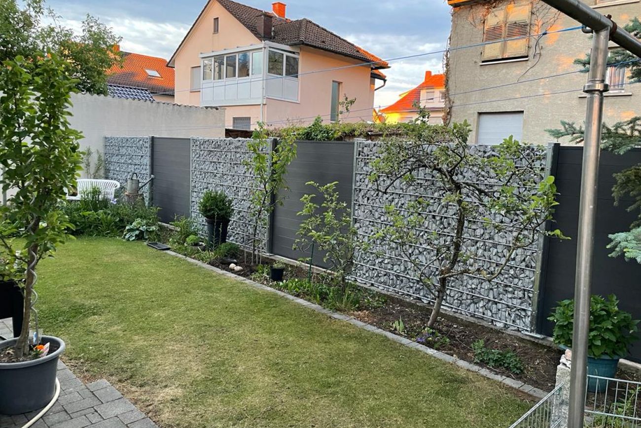 Gabionenwand im Garten